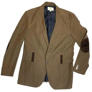 WRK Work Rest Karma Men's Brown Blazer Elbow Patches Classic Office Dress Shirt